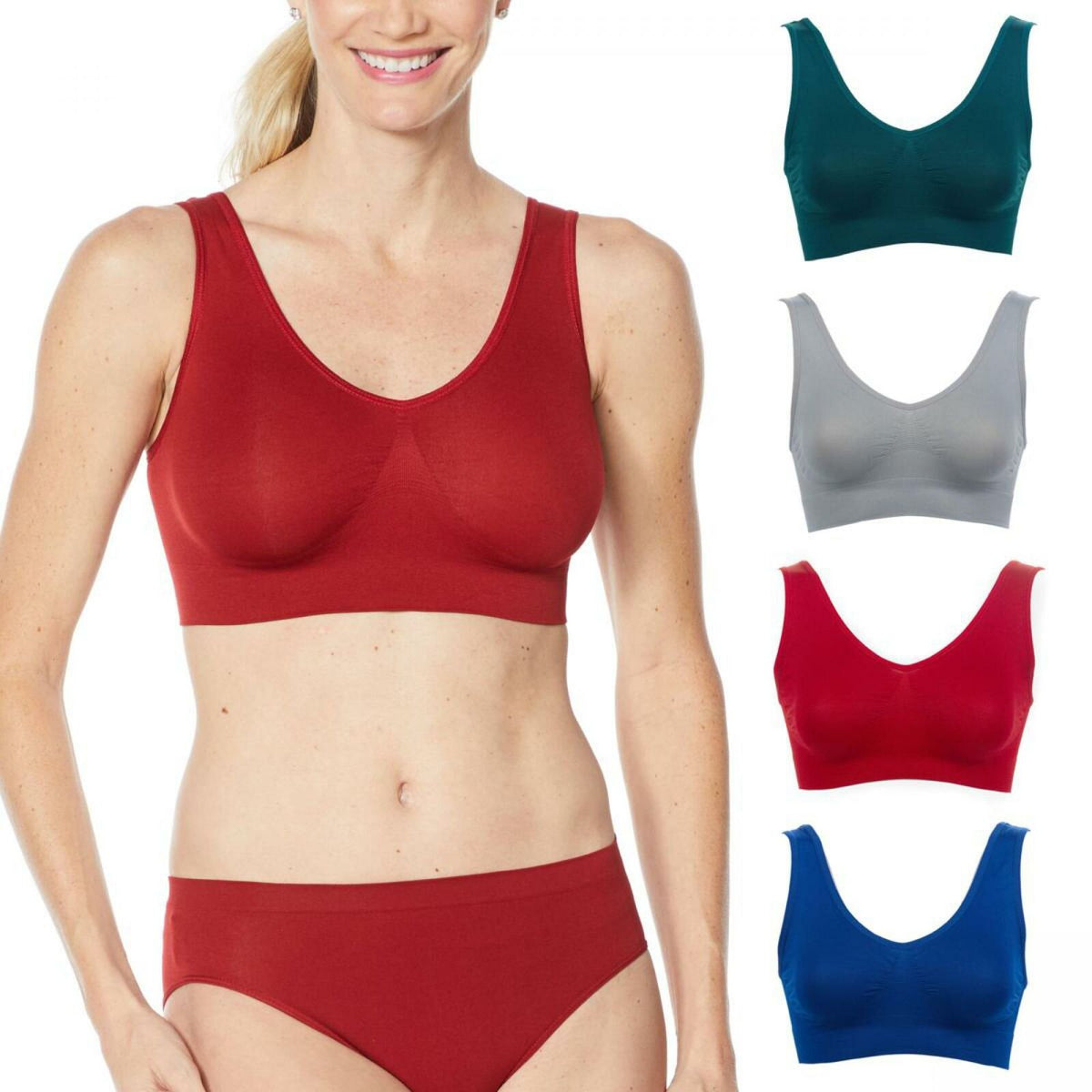 Rhonda Shear Womens Ribbed Leisure Bra with Removable Pads : :  Clothing, Shoes & Accessories