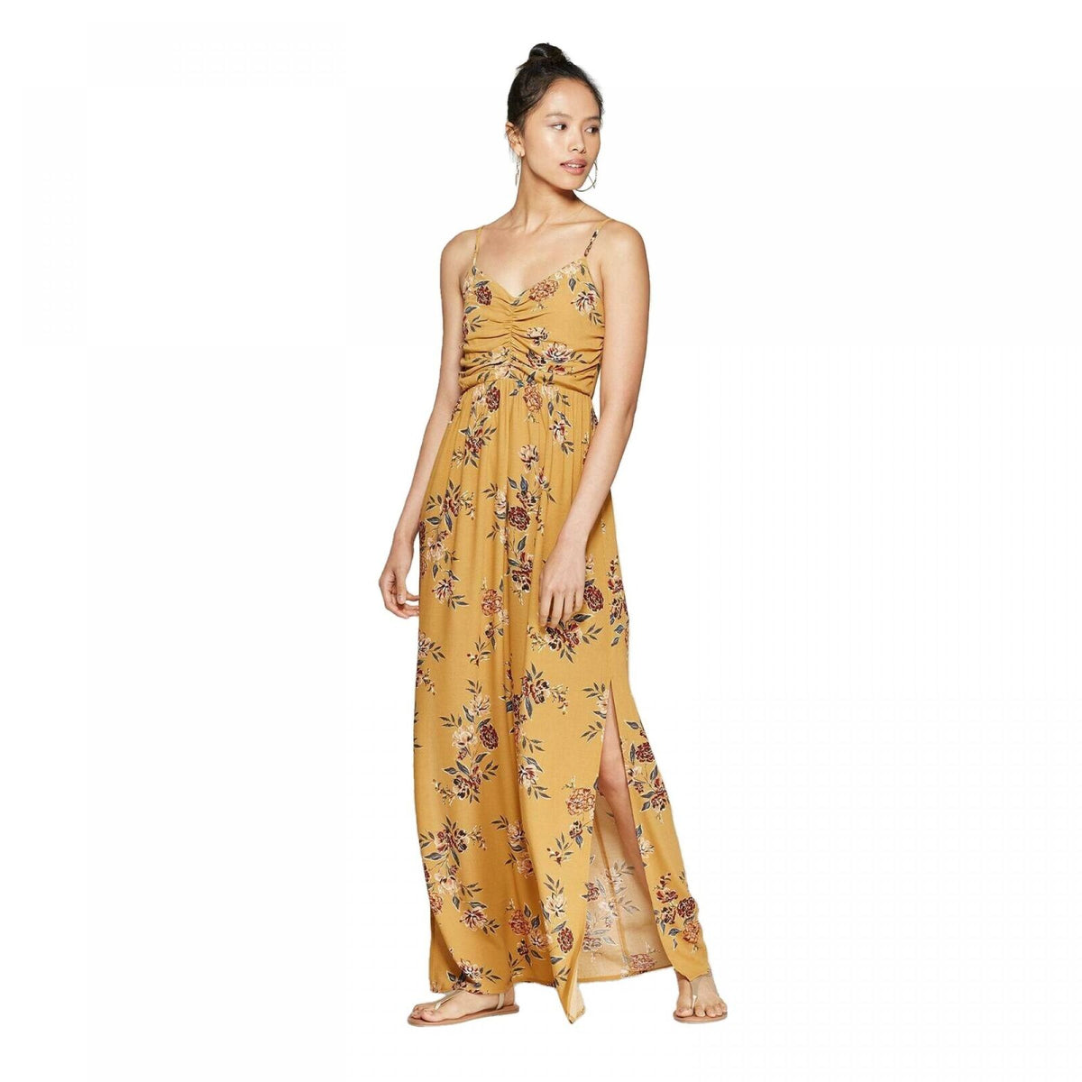 Xhilaration Floral Print Sleeveless V-Neck Strappy Cinched Top Maxi Dr –  Biggybargains