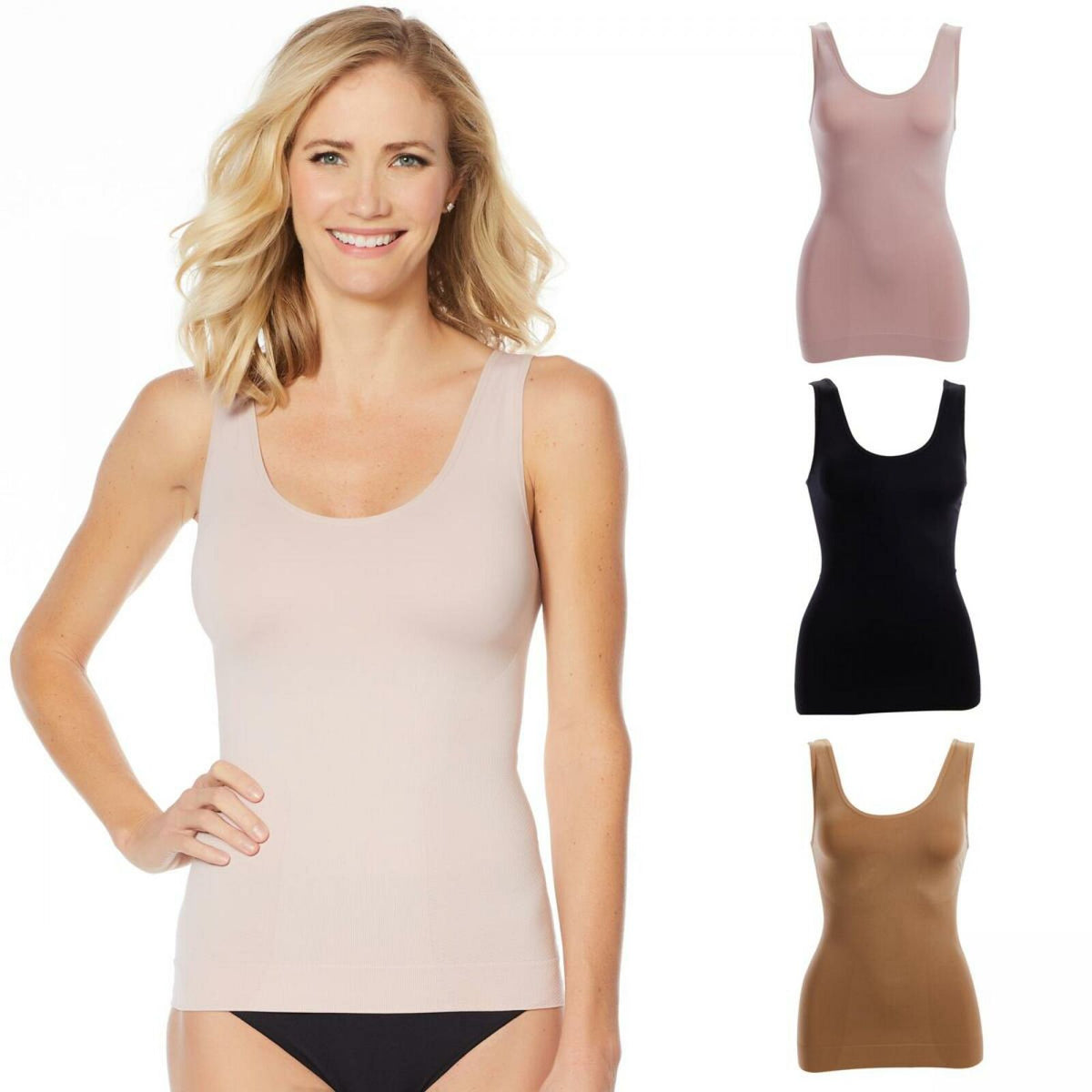 Nearly Nude Women's Plus Size 3 Pack Seamless Shaping Tank Tops –  Biggybargains