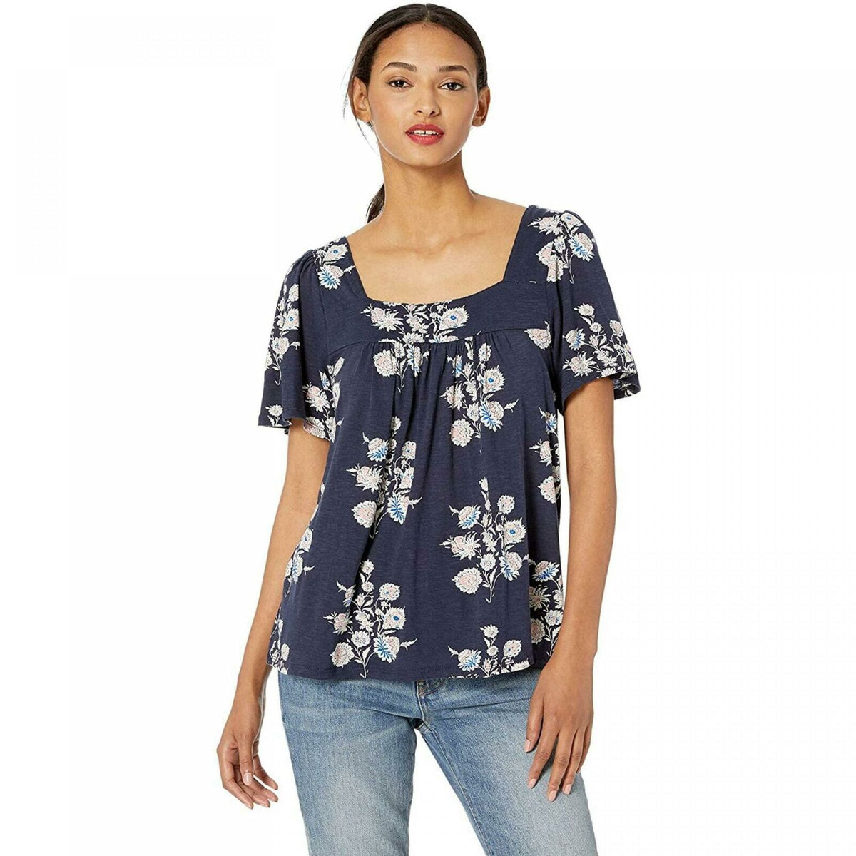 Lucky Brand Women's Square Neck Floral Knit Top – Biggybargains