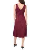 Msk Womens Petite V-Neck Fit Flare Faux Suede Dress 91699953V Merlot Purple 8P