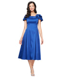 Alex Evenings Off the Shoulder Cap Sleeve Midi Dress Bright Royal Blue 12