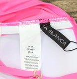 La Blanca Island Goddess Ruffled Bandeau Tankini Swimsuit Top Bright Pink 12