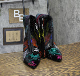Betsey Johnson Womens Rhinestone Naomy Boot NAOM01S5 Black Multi 6M