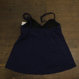 Swim Solutions Womens High-Low Tankini Top Swim Bikini 806843 Navy Blue 14