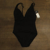 Bar III Crochet Plunge-Neck One Piece Swimsuit MBGC25251 Black M