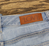 Peace Love World Reverse Pieced Straight Leg Denim Jeans Light Wash Blue 8