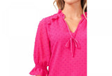 Cece Womens Split Neck Applique Blouse 7021016