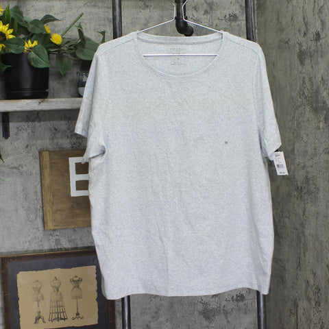 Preswick & Moore Womens Plus Size Knit Short Sleeve Shirt Top Ash Gray 1X