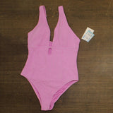Roxy Womens One Piece Plunge Swimsuit 434001983 Lilac Purple L