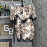 INC International Concepts Shortie Pajama Set 2-Piece Mixed Animal Brown L
