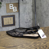 A New Day London Lace Slingback Bow Flats 94303522 Black 6.5M