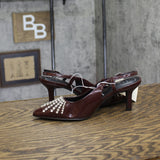 A New Day Womens Serafina Heels Rhinestone Patent 94661782 Burgundy Red 7M
