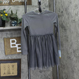 Cat & Jack Girls Long Sleeve Rib Tulle Dress 91383096 Charcoal Gray M