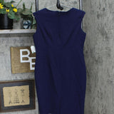 Kasper Womens Petite Notched-Neck Sheath Dress 10814689 Navy Blue 8P