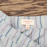 State Of Day Size Womens Striped Poplin Boxer Shorts Vertical Stripe Blue 3X