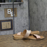 Sun + Stone Two-Strap Easten Slide Sandals 10008571000 Metallic Brown 6.5M
