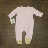 Little Me Bear Footie with Snap Front and Soft Booties Light Pink Pattern 3M