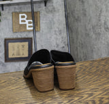 Earth Womens Etadara Stacked Heel Leather Sandals ETADARA Black 11M