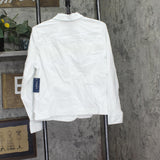 Charter Club Womens Button Up Petite Denim Twill Trucker Jacket Bright White PXL