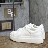 Steve Madden Womens Ledge Lace Up Casual Low Top Sneakers LDGE01S1 White 7.5M