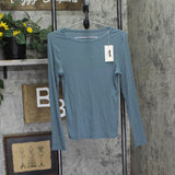 A New Day Womens Slim Fit Long Sleeve Crewneck Luxe Rib T-Shirt Teal Blue S
