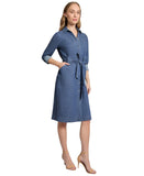 Jones New York Womens Pork Chop Pocket Tie Mini Dress 10928845 Dark Wash Blue M