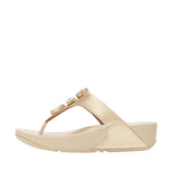 Fitflop Womens F-Mode Bejewelled Toe-Post Slip-On Thong Sandals Platino Gold 10M