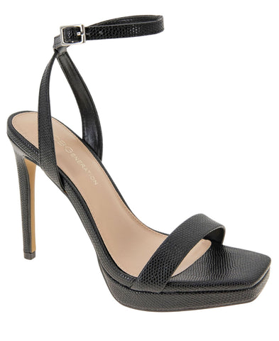 BCBGeneration Womens Caroline Platform Sandal Stiletto Heels Black Lizard 9M