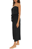 Becca Womens Sleeveless Woven Standard Ponza Jumpsuit Cover up Swim Black M