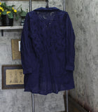 Raviya  Womens Plus Cotton Eyelet Button Down Swim Cover Up Dress Navy Blue 1X