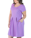 24seven Comfort Apparel Plus Size Scoop Neck Knee Length Pocket Dress P0206294