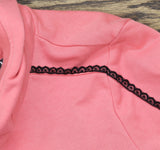 J Jason Wu Womens French Terry Hoodie w/ Lace Trim A454510 Pink / Black 2XS