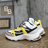 DKNY Womens Juna Lace-Up Running Sneakers K2476994 White / Black / Yellow 7.5M