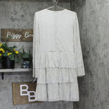 1. State Womens Metallic Crinkled Tiered Babydoll Dress Silver Gray / Gold XL