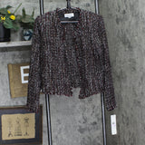 Calvin Klein Womens Open Front Tweed Blazer Jacket S47JW609 Black Red Multi 6
