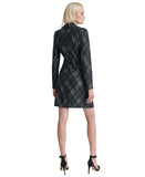 DKNY Embellished Plaid-Print Long-Sleeve Jacket Dress Pine Green / Multi 14