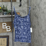 Lauren Ralph Lauren Paisley Strappy Cami Shorts Pajama Set Navy Print Blue L