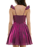 B. Darlin Juniors Corset Flutter Sleeve Fit Flare Dress K43AU17 Berry 0