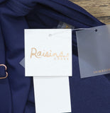 Raisins Ruffle-Trim Tankini Swim Top with Front Tie P840047 Navy Blue 16W