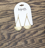 Bijoux Bar Half Moon Floral Etched Teardrop Dangle Earrings Gold Yellow 2.50"