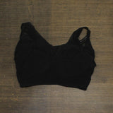 Rhonda Shear Womens Overlay Knit Bralette with Removable Pads Black 2X