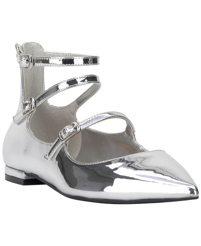 INC International Concepts Valan Triple-Strapped Flats Sandals Silver Gray 7.5M