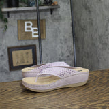 G.C. Shoes Womens Tiana Embellished Comfort Wedge Sandals Tiana Purple 7.5M