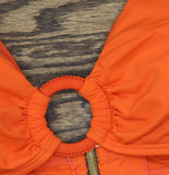 Lauren Ralph Lauren Womens Macrame O Ring Bikini Top Swim Persimmon Orange 10