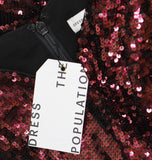 Dress The Population Womens Iris Sequined Side Slit Gown Dress Port Red Black XL