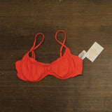 Becca Underwire Shirred Bikini Top Red Orange M