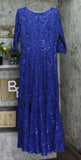 Tahari Asl Womens V-Neck Sequined Embroidered Gown Dress Deep Royal Blue 8