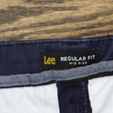 Lee Womens Regular Fit Mid Rise Khaki Shorts Navy Blue See Measurements