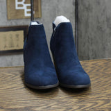 Style & Co. Womens Masrinaaf Suede Block Heel Booties MASRINAAF Navy Blue 7M